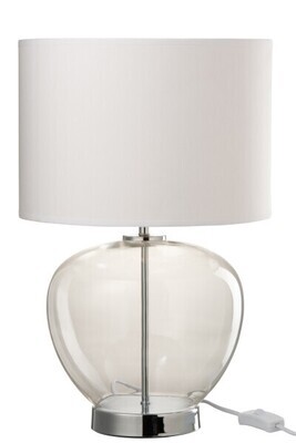 Lamp Transparant Glas/Textiel Silver/Wit (H 31 x B 30 x L 30 cm (15370)
