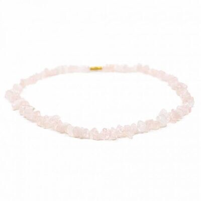 Collier Fendu de Pierres Précieuses Quartz Rose (45 cm)