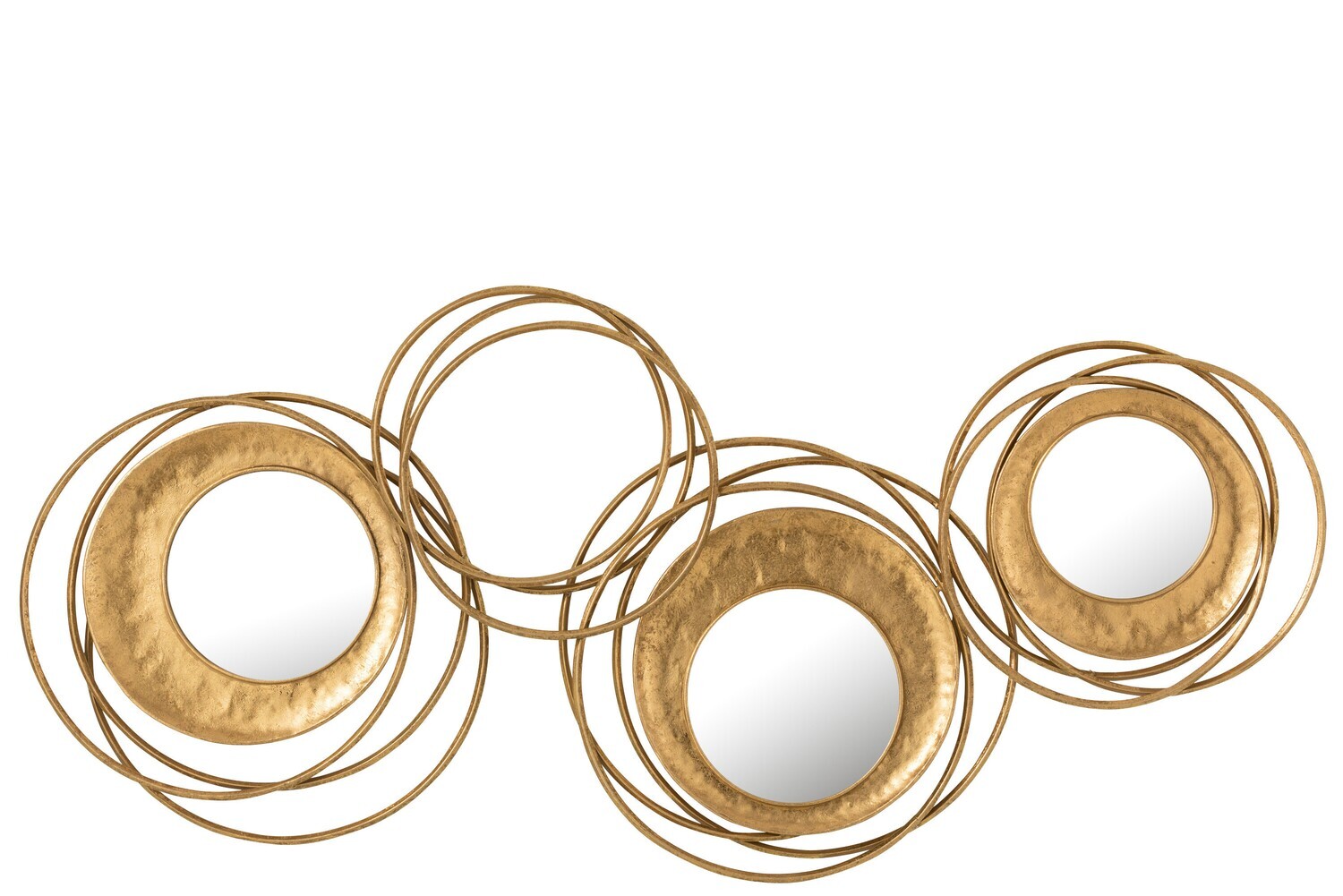 Wanddecoratie Circles Ijzer/Glas Goud H 45 x B 2,5 x L 102,5 cm (15884)