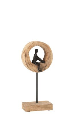 Figuur Denk Ring Laag Mango Hout/Aluminium Zwart H 39,5 x B 17,5 x L 9 cm
(20803)