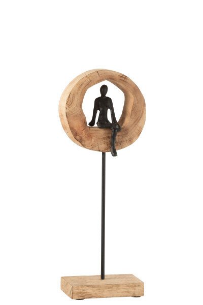 Figuur Denk Ring Hoog Mango Hout/Aluminium Zwart H 49 x B 20 x L 5 cm
(20804)