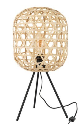 Tafellamp Tripod Rond Bamboe Metaal Naturel/Zwart H 58 x B 30 x L 30 cm (20970)