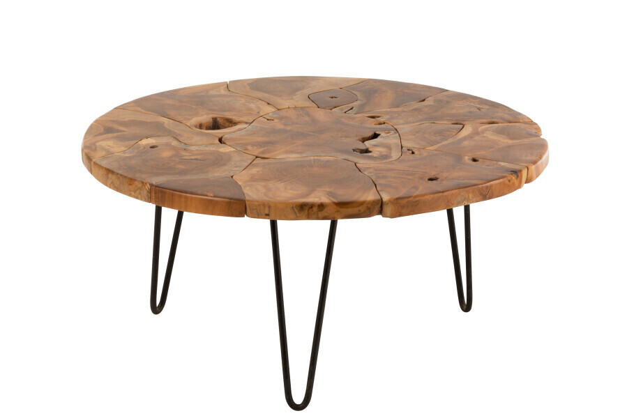 Salontafel Samuel Rond Teak Hout Bruin H 36,5 x B 80 x L 80 cm (21125)