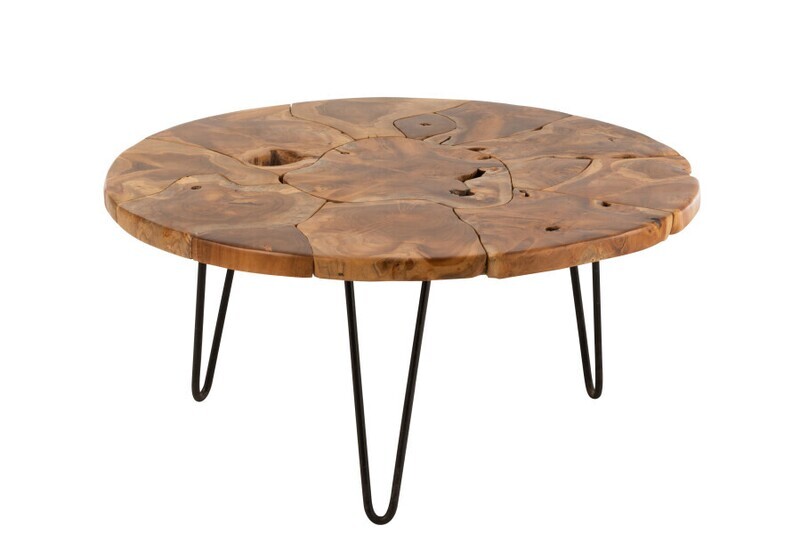 Salontafel Samuel Rond Teak Hout Bruin H 36,5 x B 80 x L 80 cm (21125)