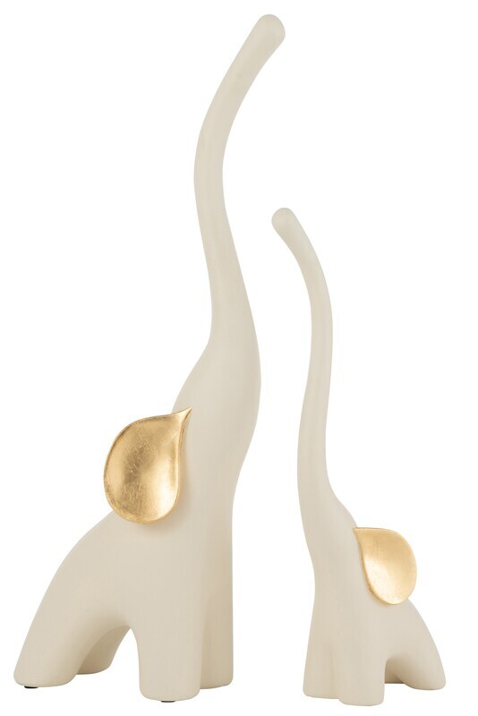 Olifant Resine Creme/Goud Large H 57 x B 14 x L 24 cm (35373)