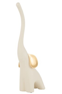 Éléphant Résine Crème/Or Grand H 57 x L 14 x L 24 cm (35373)