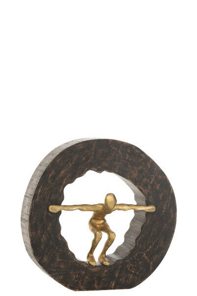 Figuur Vallend Hout Metaal Zwart Goud H 27 x B 12 x L x 27 cm (25595)