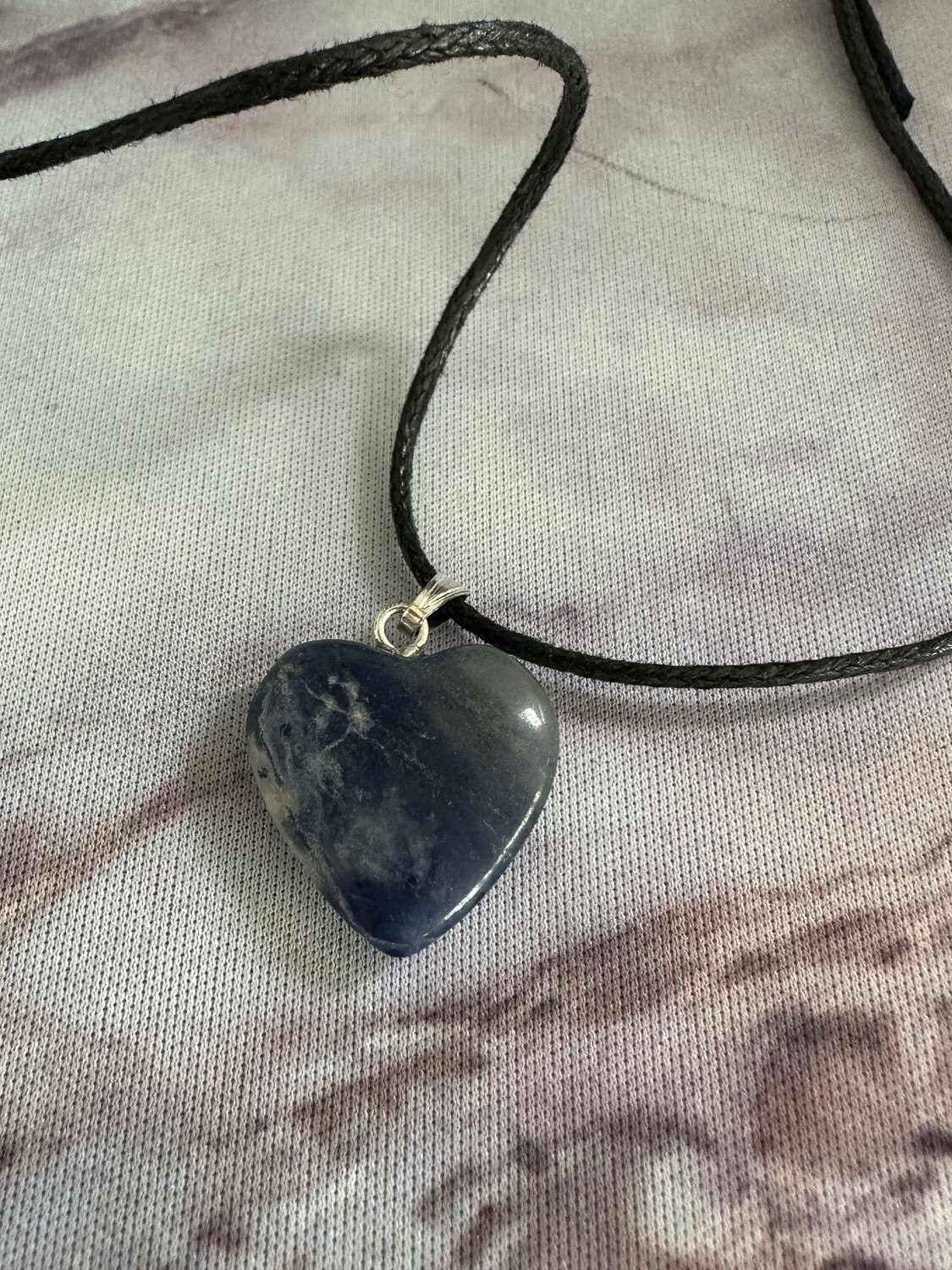 Edelstenen hart hanger &quot;blauw&quot; met koordje