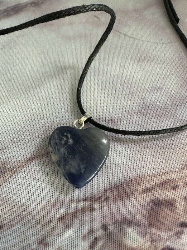 Edelstenen hart hanger &quot;blauw&quot; met koordje