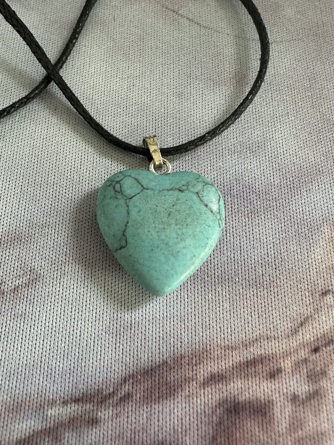 Edelstenen hart hanger turkoois met koordje