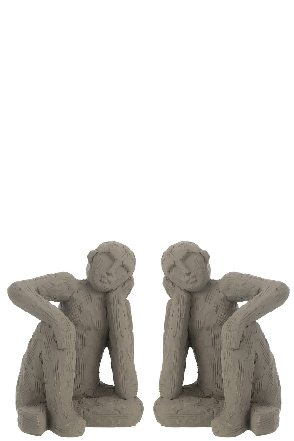 Set Van 2 Boekensteun Zittend Cement Grijs Large H 15 x B 25 x  L 19 cm
 (27944)