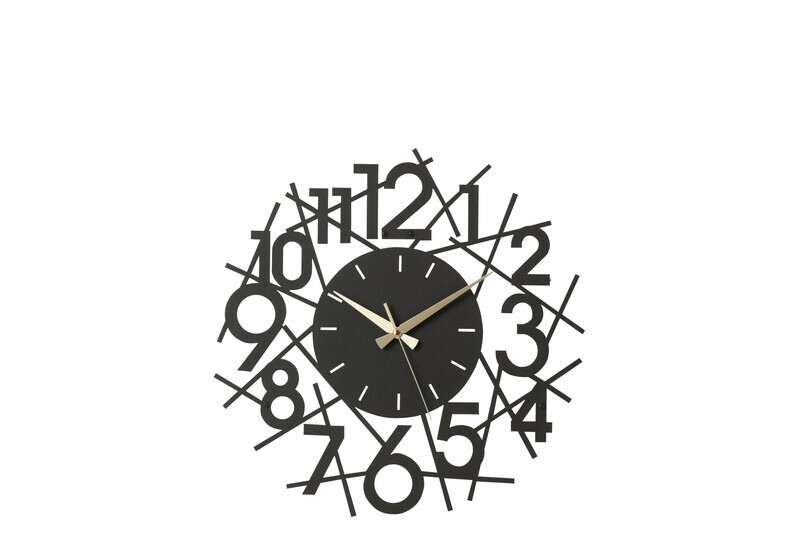 Klok Cijfers Metaal Zwart H 2 x B 48 x L 48 cm (30017)