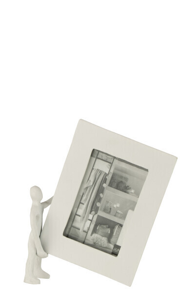 Figuur Met Fotokader Aluminium Wit Large H 27 x B 5,5 x L 23 cm (30233)