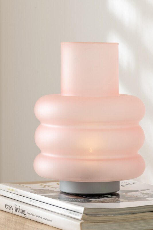 Ledlamp Ringen Glas Roze H 24 x B 17 x L 17 cm (30358)