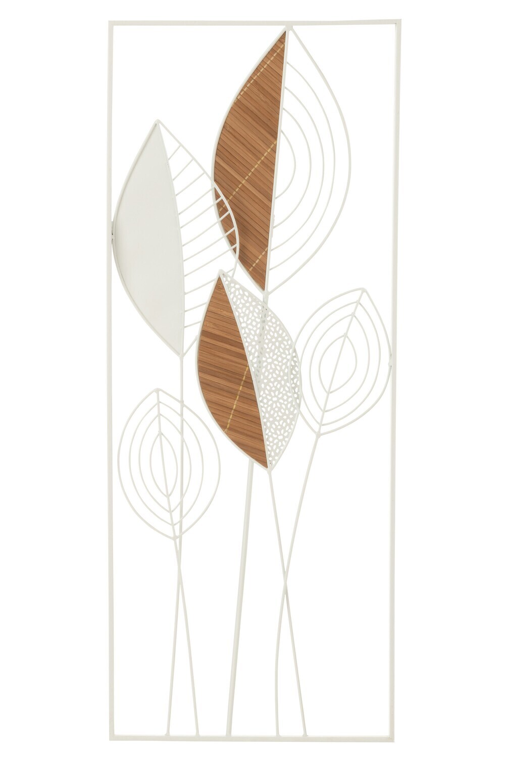Wanddecoratie Bladeren Metaal/Bamboo Mix Small H 2,5 x B 75 x L 30 cm (30458)