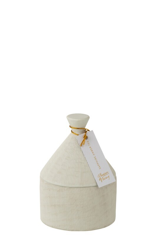 Kaars Keramiek Pot Sapphire Amber Tea Was Wit-40u H 17,5 x B 12 x L 12 cm (32811)