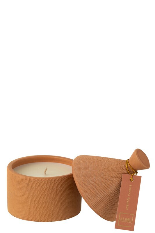 Kaars Keramiek Pot Mimosa &amp; Rose Was Terra-40u  H 17,5 x B 12 x L 12 cm
(32814)