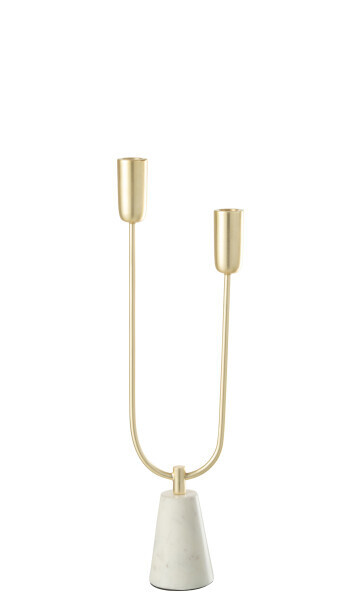 Kandelaar Dune Marmer/Ijzer Goud/Wit H 50 x B 14 x L 8,3 cm (36125)