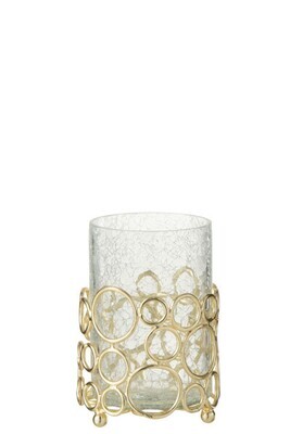 Kaarshouder Kyev Glas/Ijzer Transparant/Goud Medium H 16,5 x B 10 x L 10 cm (36127)
