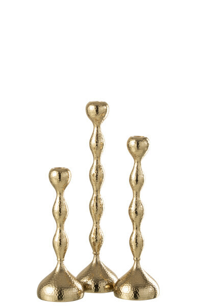 Set Van Drie Kandelaars Borne Aluminium Goud H 39 x B 9 x L 9 cm   (36130)