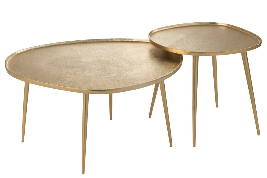 Set Van Twee Bijzettafels Vinta Aluminium Goud H 38 x B 63 x L 72,5 cm (36258)