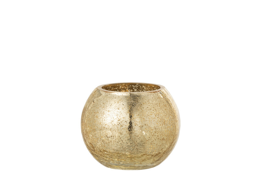 Windlicht Bol Craquele Glas Parel Effect Goud Small H 9,5 x B 12 x L 12 cm (36518)