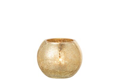 Windlicht Bol Craquele Glas Parel Effect Goud Small H 9,5 x B 12 x L 12 cm (36518)