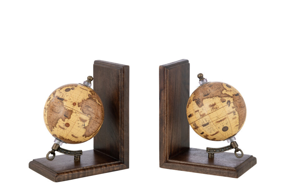 Boekensteun Wereldbol Hout Oranje/Bruin H 18 x B 10 X L 28,5 cm
(37078)