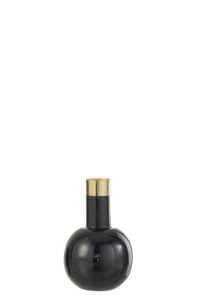 Vaas Goud Boord Metaal Blinkend Donkerblauw H17,5 x B 11 x L 11 cm  (37203)