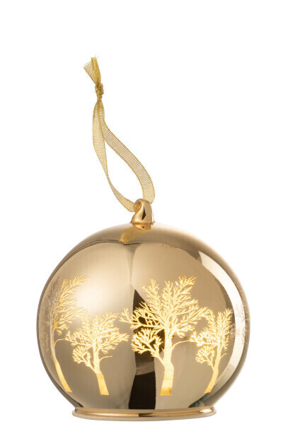 Kerstbal Led Bomen Glas Goud H 12,5 x B 12 x L 12 cm (15125)