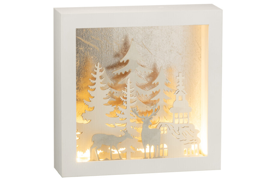 Kader 3d Led Winter Pvc/Glas Zilver H 24,5 x B 7 x L 24,5 cm (15421)