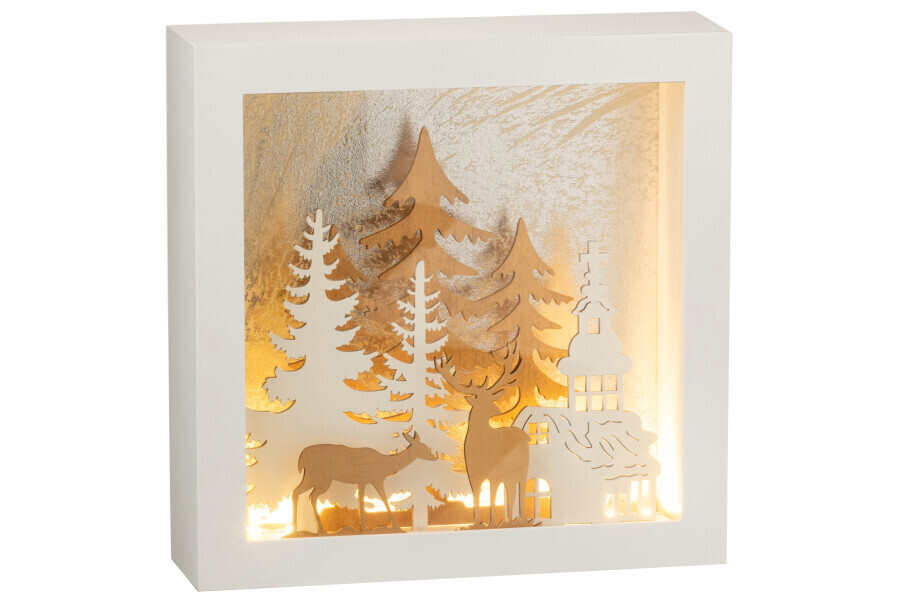 Kader 3d Led Winter Pvc/Glas Goud H 24 x B 7 x L 24,5 cm (15425)