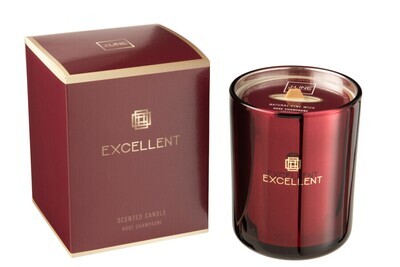 Geurkaars Excellent Rose Champagne Wijnrood Medium-80u H 14,5 x B 11 x L 11 cm (16112)