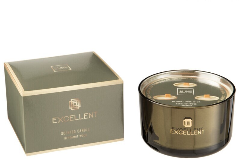 Geurkaars Excellent Bergamot Wood Groen Large-40u H 8 x B 13 x L 13 cm (16123)