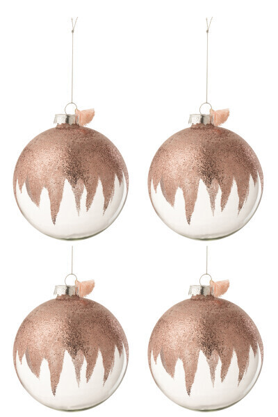 Doos Van 4 Kerstballen Glitter Mini Kwast Roze Glas Transparant Large H 12 x B 12 x L 12 cm
(17463)