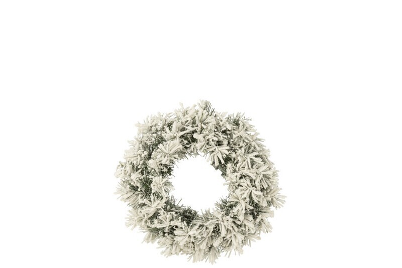 Kerstkrans+Led Warm Wit Plastiek Besneeuwd Groen Small H 44 x B 16 x L 44 cm
 (27205)