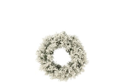 Couronne de Noël+Led Plastique Blanc Chaud Vert Neige Petit H 44 x L 16 x L 44 cm
 (27205)