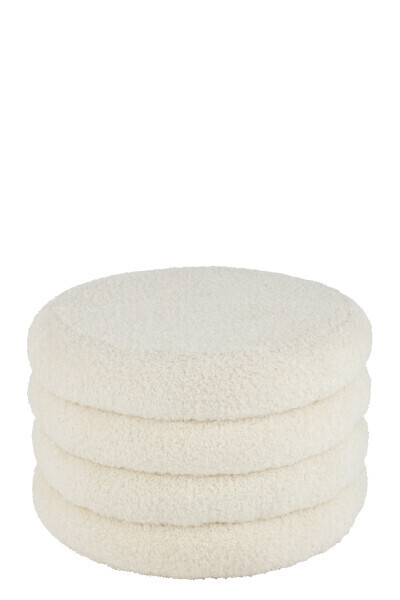 Poef Rond Teddy Polyester Wit H 40 x B 65 x L 65 cm (38814)