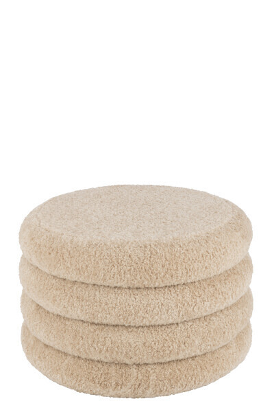 Poef Rond Teddy Polyester Beige H 40 x B 65 x L 65 cm
 (38819)