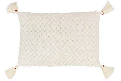Kussen Gehaakt Kwast Acryl Wit H 10 x B 39 x L 58 cm (28059) Kussen Gehaakt Kwast Acryl Wit H 10 x B 39 x L 58 cm (28059)