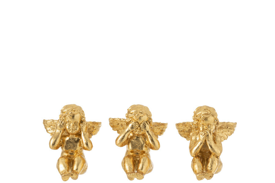 Engels Zien/Horen/Zwijgen Poly Goud Small Assortiment Van 3 H 11 x B 12 x L, 9 cm (35036)
