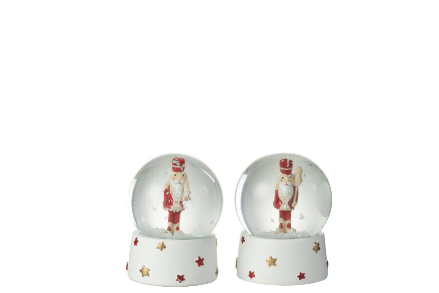 Sneeuwbol Notenkraker Resine Wit/Rood Small Assortiment Van 2 H 8,5 x B 6,5 x L 6,5 cm
 (35074)