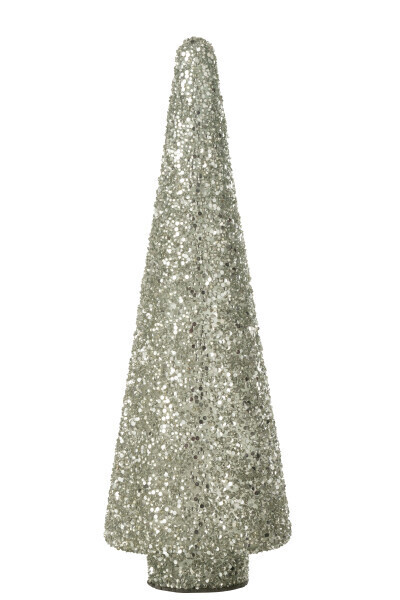 Kerstboom Glitter Glas Zilver Large H 39 x B 14 x L 14 cm
 (35135)