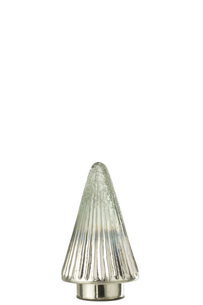 Kerstboom Geribbeld Glas Zilver/Transparant Small H 20 x B 11 x L 11 cm
 (35144)