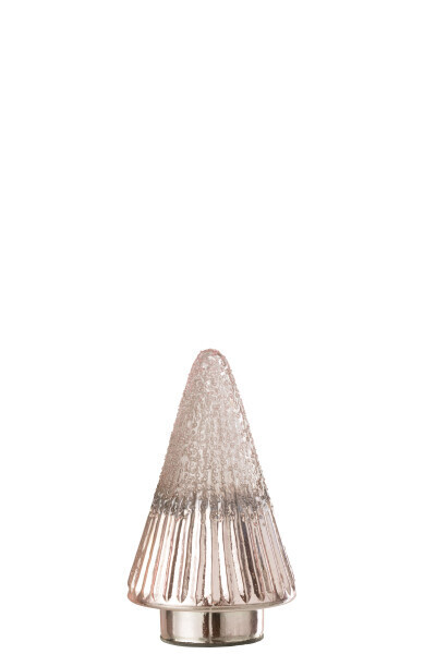 Kerstboom Geribbeld Glas Roze Small H 20 x B 11 x Ln 11 cm  (35149)