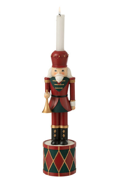 Kaarshouder Notenkraker Resine Rood/Groen Large H 32,5 x B 9,5 x L 9 cm (35329)