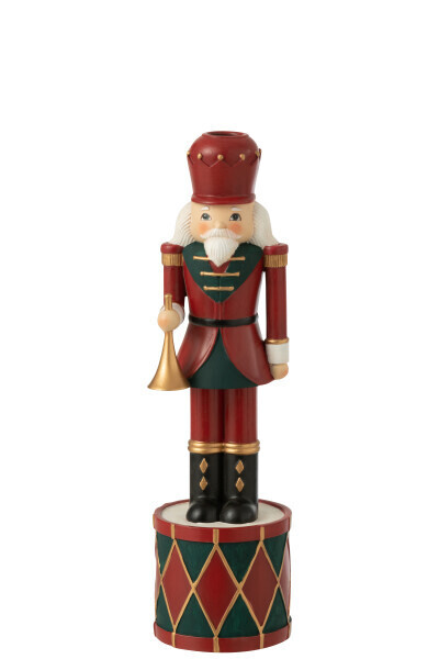 Kaarshouder Notenkraker Resine Rood/Groen Large H 32,5 x B 9,5 x L 9 cm (35329)