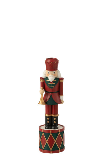 Kaarshouder Notenkraker Resine Rood/Groen Small H 25,5 x B 7,5 x L 7,5 cm (35328)