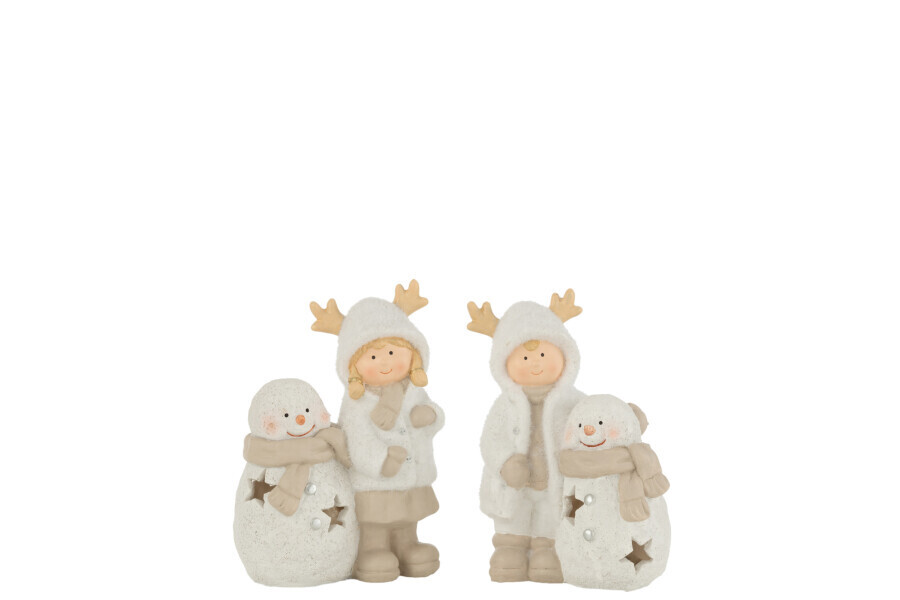Jongen En Meisje Sneeuwman Led Resine Mix Assortiment Van 2 H 18 x B 9 x L 13 cm
(35408)