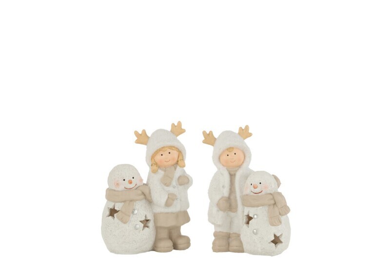 Jongen En Meisje Sneeuwman Led Resine Mix Assortiment Van 2 H 18 x B 9 x L 13 cm
(35408)